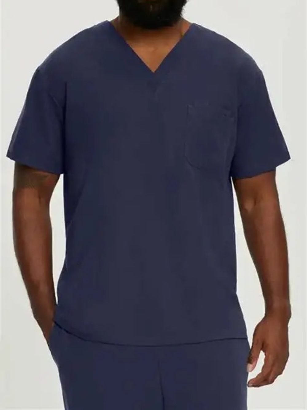 White Cross Men's V-Neck Scrub Top | 2 Pocket | Navy Blue